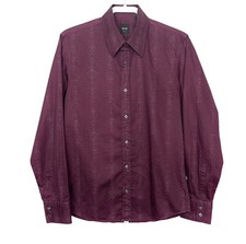 BOSS Hugo Boss Men  s Size M Burgundy Slim Fit Button Down Shirt Career