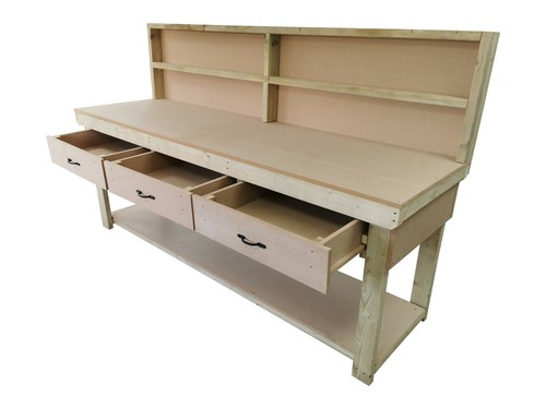 Wooden MDF Top Workbench With Drawers Industrial Heavy-Duty Garage Storage Table - Picture 17 of 18