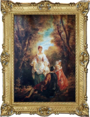 Wandbild Wunderschönes Antik 70x90 cm By. Conversation in a Park - Jules Robert  - Bild 1 von 2