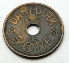 DENMARK 5 ORE 1932 OLD COIN