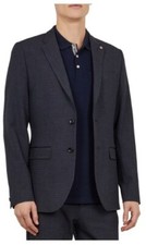 NWT Ted Baker Men's Groove Mini Check Jacket Wool Navy Blue Size XL 489 O246