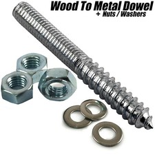 M10 FURNITURE FIXING WOOD TO METAL DOWELS WALL HANGER BOLTS NUTS + WASHERS