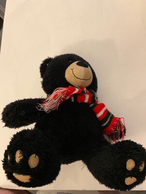 Build-A-Bear Black Bear Plush Scarf Black Red white 15  Length