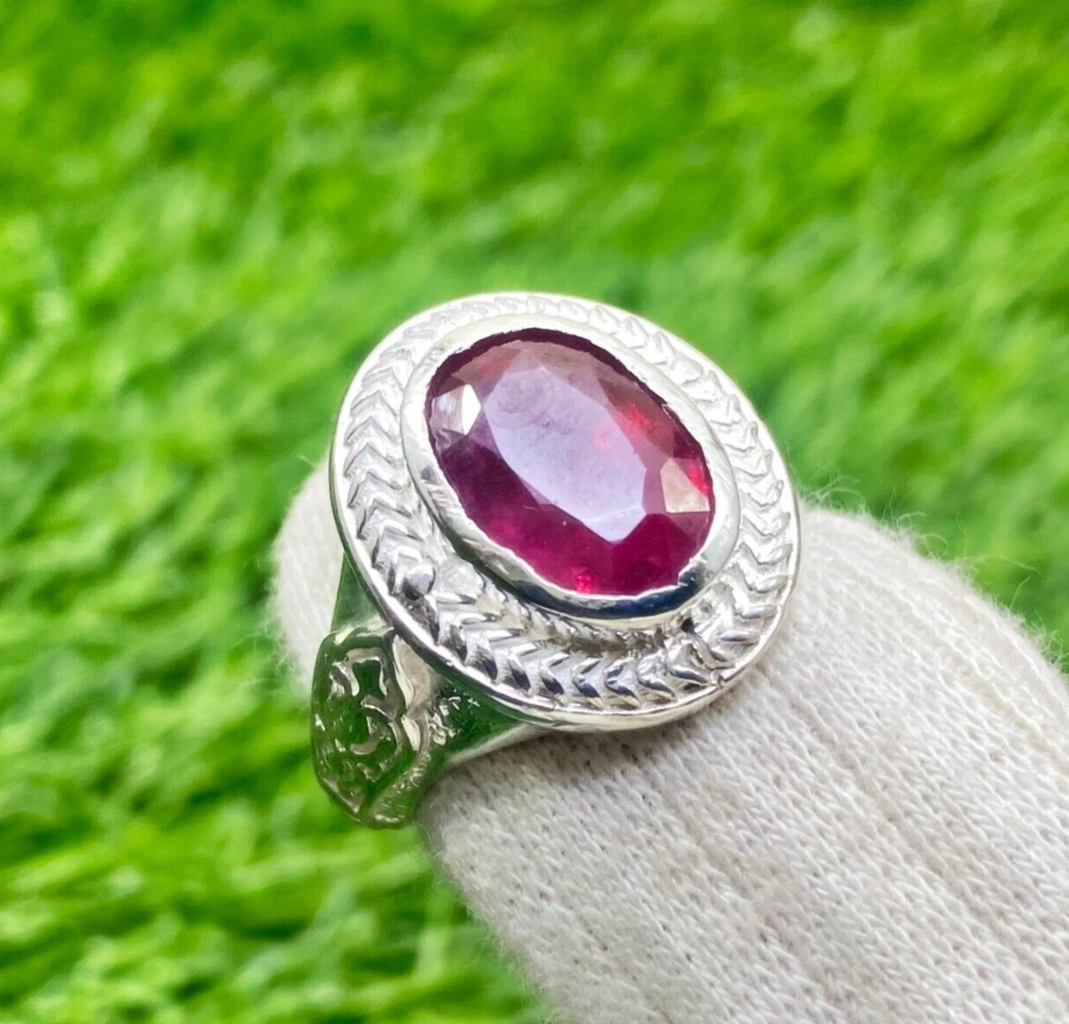 Natural BURMA RUBY Womens Ring Real Burmese Ruby Ring 925 Sterling Silver Ring
