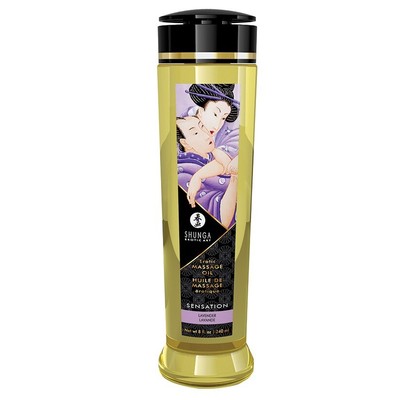 Shunga Erotic Art Erotic Massage Oil Sensation-Lavender 8oz Easy Clean
