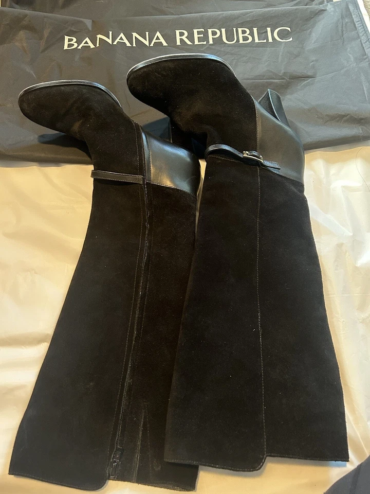 Banana Republic Botas de Gamuza Negras Tacón Hasta la Rodilla para Mujer Talla 8.5 M Foto 2 de 4