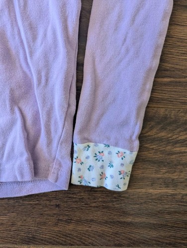 Size 8 Light Purple Carter's Girl Pajama Top 100% Cotton Floral Trim Long Sleeve - Picture 2 of 4