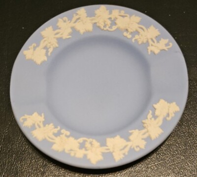 Wedgewood Ashtray Trinket Dish 3.75'' Blue Jasperware Small Round-VINTAGE