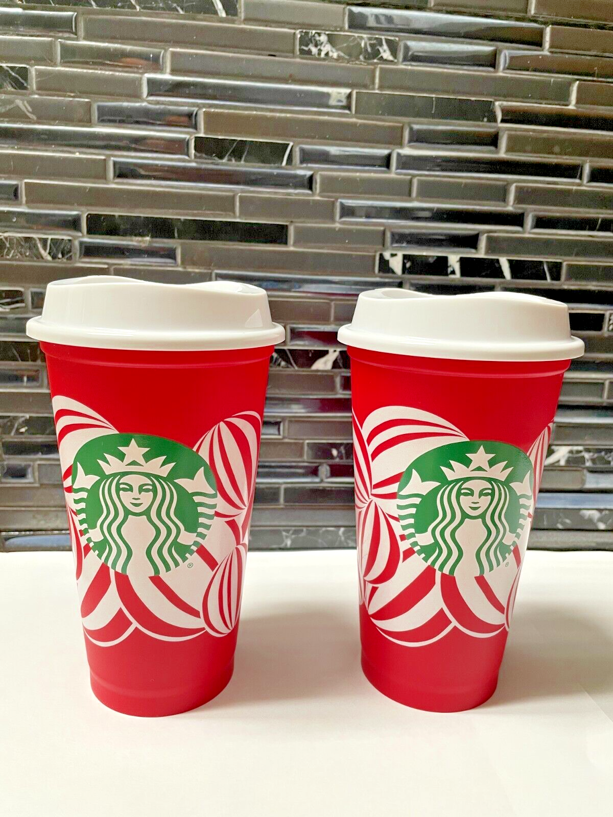 Starbucks 2024 Holiday Reusable Red Cup 16 oz Set of 2 Collectible Rare