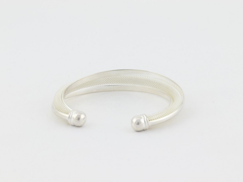 Sterling Silver Mesh Bangle Bracelet Cuff Shiny 7 1/4" Adjustable - Picture 4 of 6