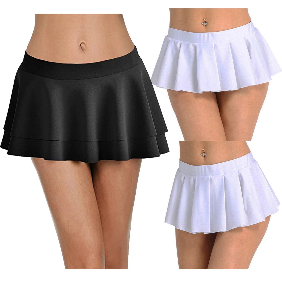 Pleated mini skirt womens top