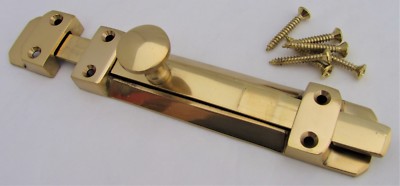 6 Zoll Messingoberfläche viktorianischer flacher Bolzen totes Schloss Sicherheit Fangriegel Bolzen Gold D1