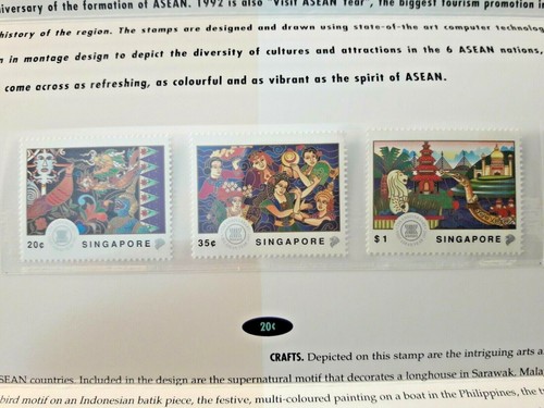 SINGAPORE presentation pack Anniversary Asean Commemorative Stamps 1992 mint mnh - Picture 4 of 4
