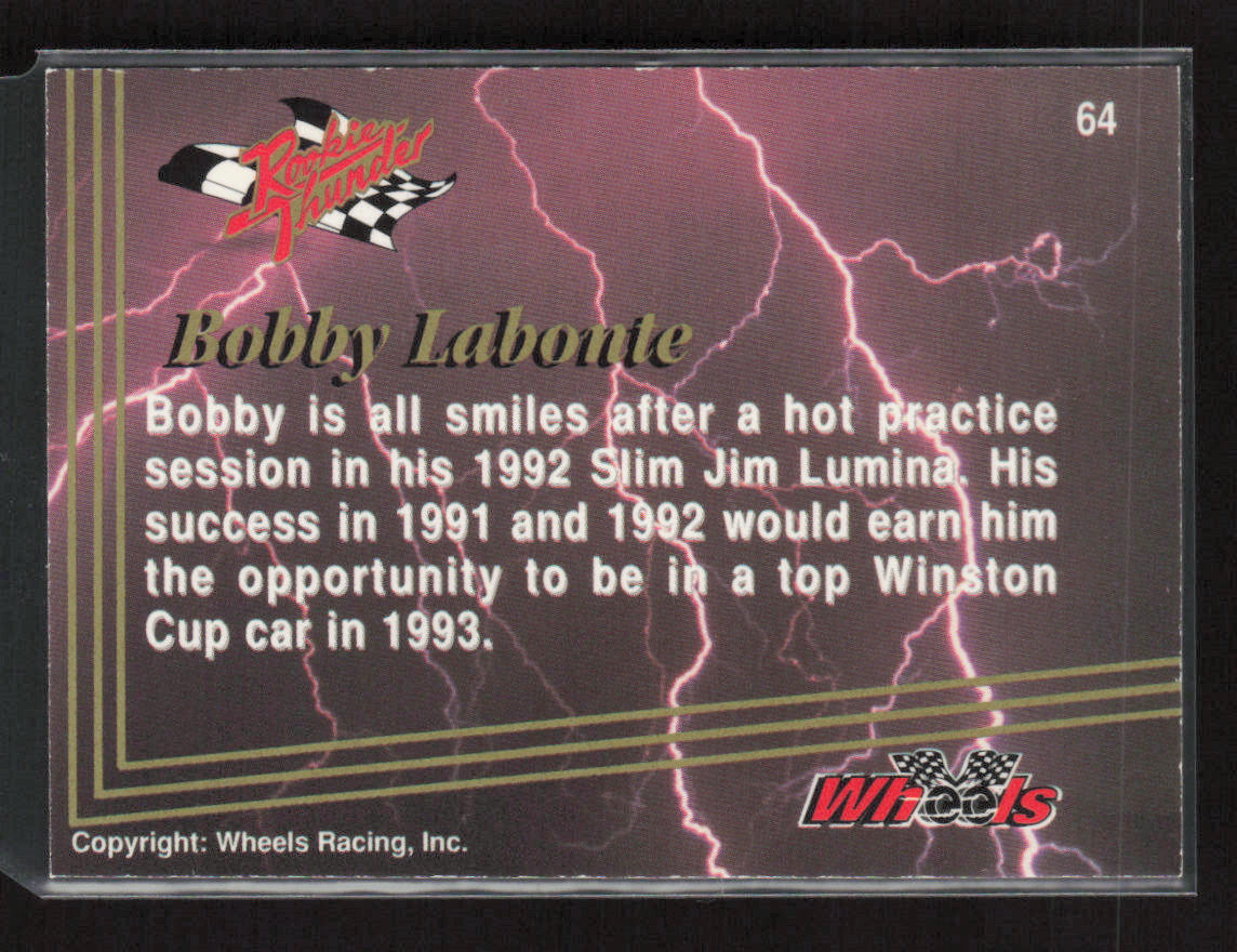 1993 Wheels Rookie Thunder Platinum #64 Bobby Labonte Labonte ...