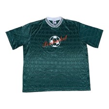Vintage Soccer Jersey Mens XL Shiny All Over Pattern Green Made In USA Pentucket