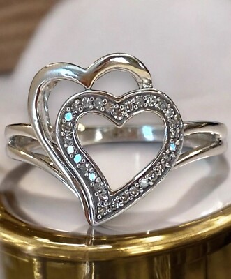 GORGEOUS Vintage Designer 14k White Gold DIAMOND Double