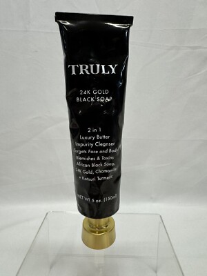 TRULY 24K Gold Black Soap 2 in 1 Luxury Butter Impurity Cleanser 5oz New w/o Box