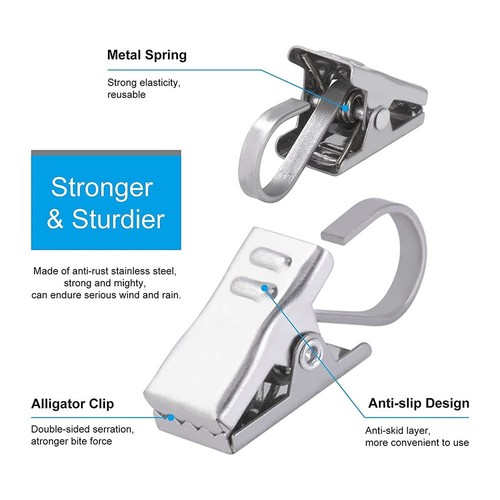 Hohe Qualität Vorhang Clip Haken Magnet Metall Raffhalter Schnalle Silber - Bild 6 von 22