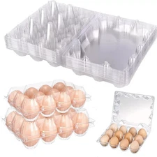 12 Pack 1 Dozen Plastic Egg Cartons Clear Empty Egg Cartons for Farm Market