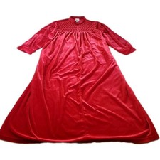Only Necessities Red Long Robe 1X Velvet Cozy Lounge Polyester VTG