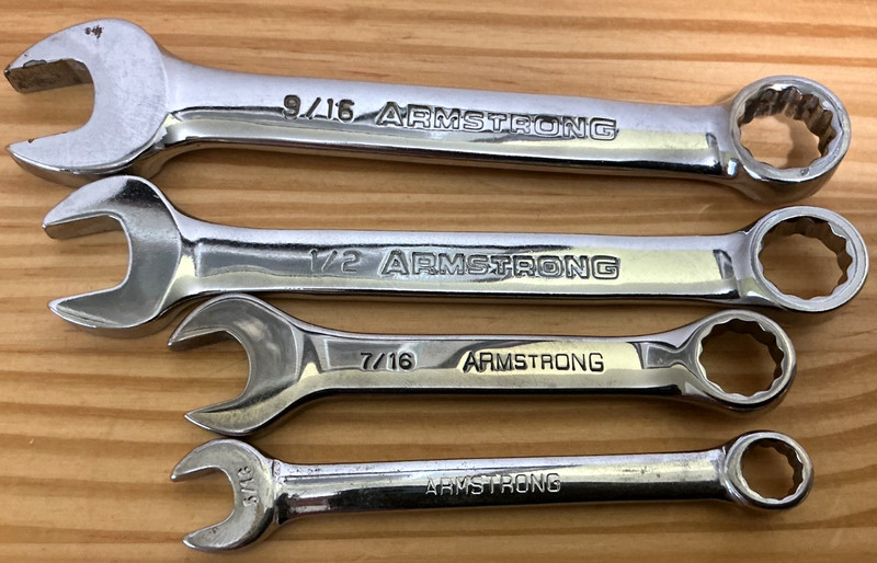 Armstrong wrenches SAE set of 4 Polish Stubby Wrenches 5/16",7/16",1/2",9/16"