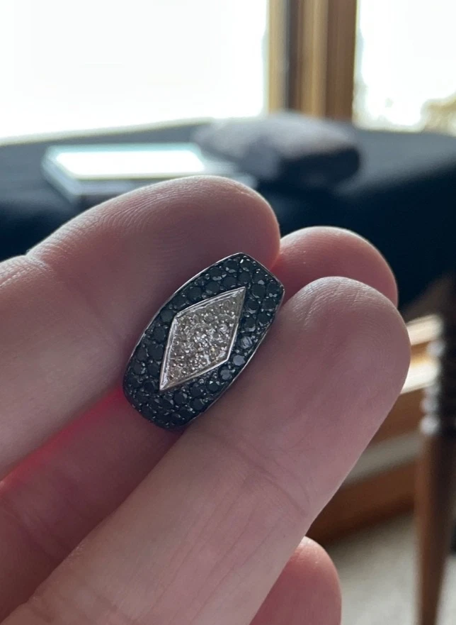 BEAUTIFUL 10k White Gold 1.60 carat TDW Black and White Diamond Earrings 4.9 gr - Image 3 of 4