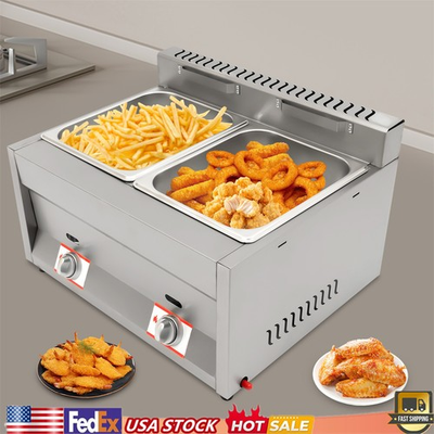 #ad 2 Pan Propane Gas Food Warmer Restaurant Tabletop Desktop Countertop Steam Table $147.05
