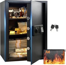 Large Fireproof Safe Box with Fireproof Document Bag, 3-Removable Shelf Personal