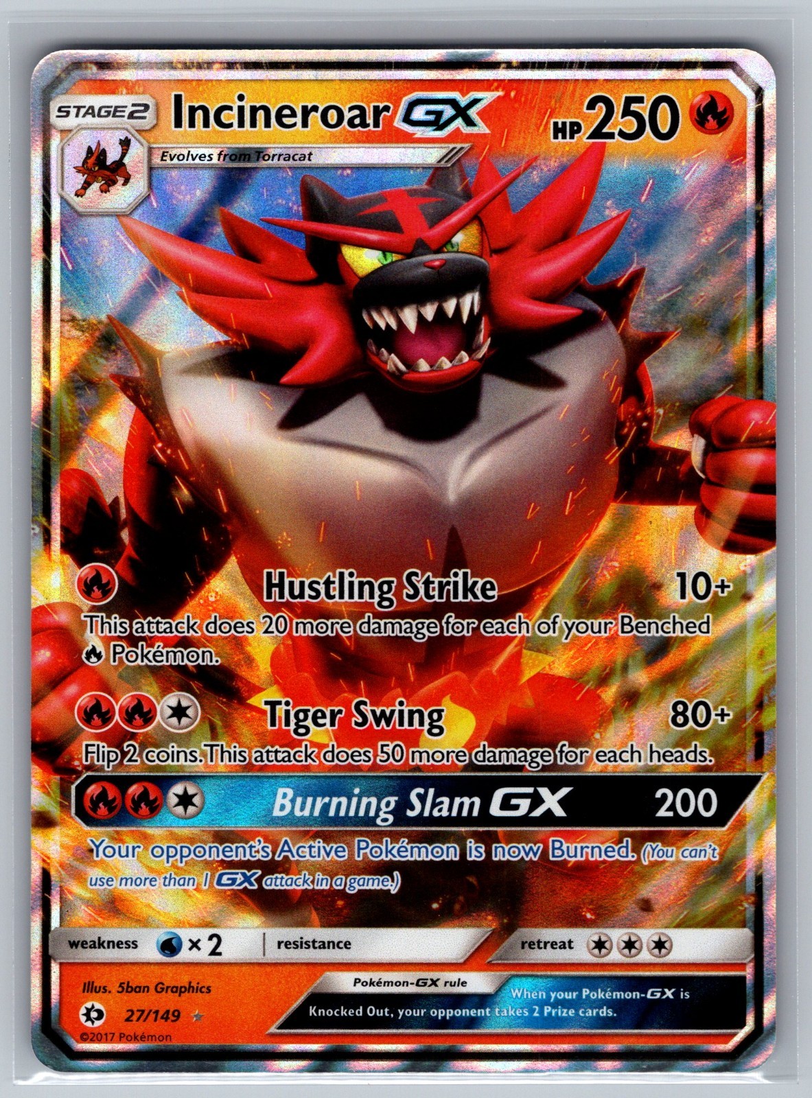 Pokemon Incineroar GX 27/149 Sun Moon Base Set Ultra Rare Holo Near Mint NM