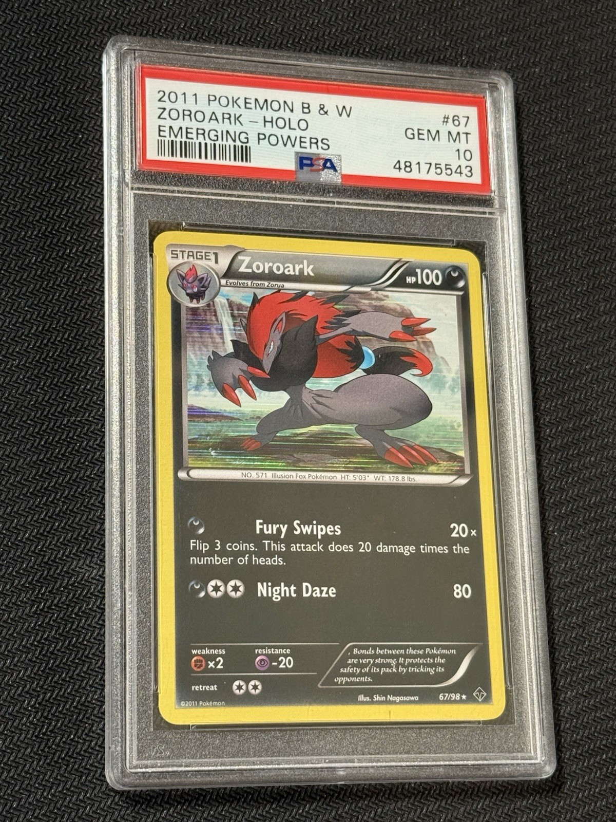 *LOW POP* Pokémon TCG Zoroark #67 Holo - PSA 10 Black & White Emerging Powers