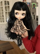 NEO Blythe Doll Black Hair With Bangs BJD 1/6 Jointed Body 4 Color Changing Eyes