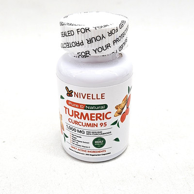 Nivelle Pure Turmeric Curcumin Supplement 1000mg 95% Curcuminoids 120 Capsules