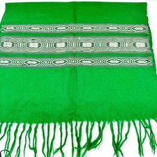Green Mexican Saltillo Serape Table Runner Shawl 24x71 Geometric Aztec Boho Wove
