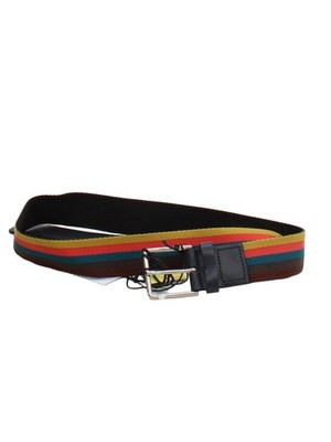 Paul Smith Herren Gürtel W 34 aus mehrfarbig gestreift Nylon mit Leder eleganter Gürtel