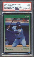1991 Star Bo Jackson Baseball BO JACKSON PERSONAL DATA GLOSSY #9 PSA 9 WHITE SOX