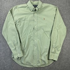 Ralph Lauren Shirt Mens Large Green Check Classic Fit Long Sleeve Button Down