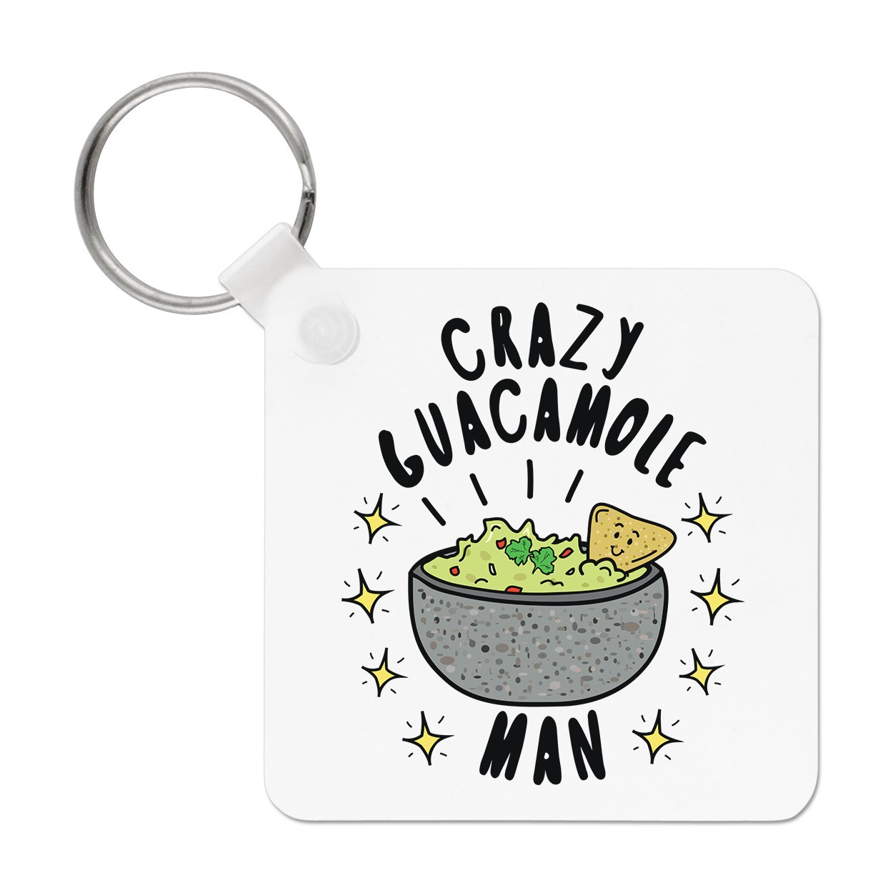 Crazy Guacamole Man Stars Keyring Key Chain Dad Fathers Day Avocado Funny
