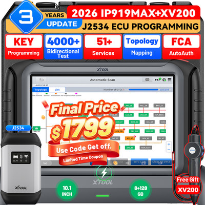 2026 XTOOL IP919 MAX J2534 ECU Programming Diagnostic Scanner Key Programmer FCA