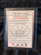 Donruss Leaf Autograph Redemption Len Dawson Football Trading Card