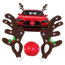Christmas Reindeer Antlers  Nose for Car with Multicolor Lights, LED