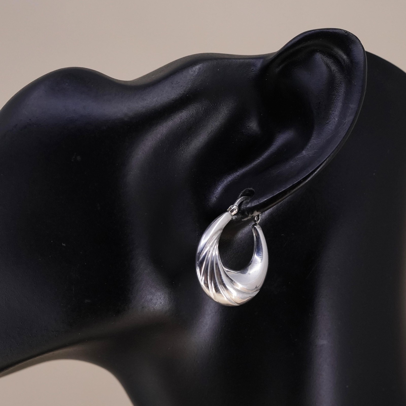 SINGLE EARRING 1", sterling silver loop single ea… - image 3