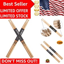 2 Pairs 5A Maple Wood Drumsticks - Strong, Lightweight, Slip-Resistant Design