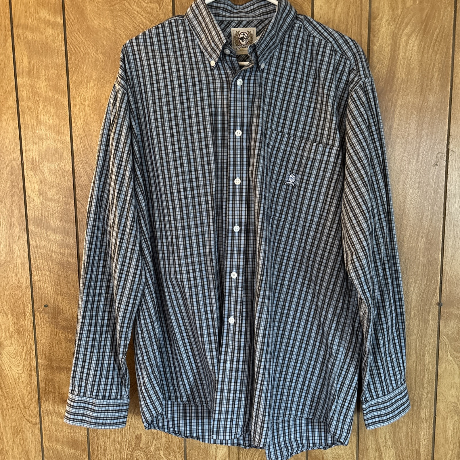 Cinch Men's Medium White Blue Plaid Button Western Workwear Cowboy Rodeo Shirt