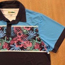 Tipsy Elves Polo Shirt L Resort Floral Paradise Performance Short Sleeve Golf