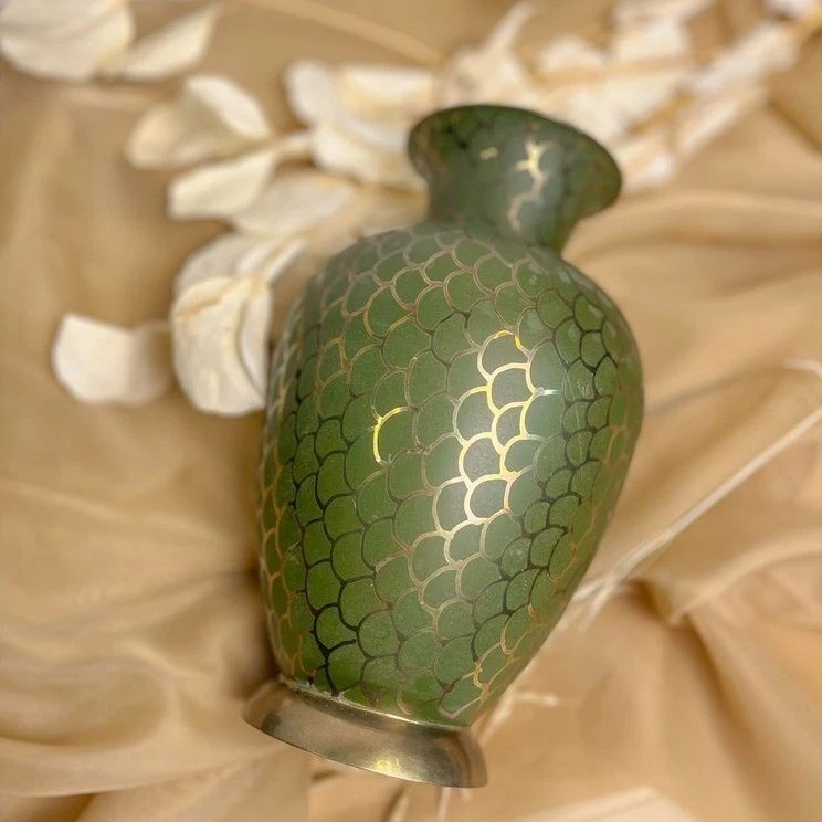 Gold and Green Scalloped Vase