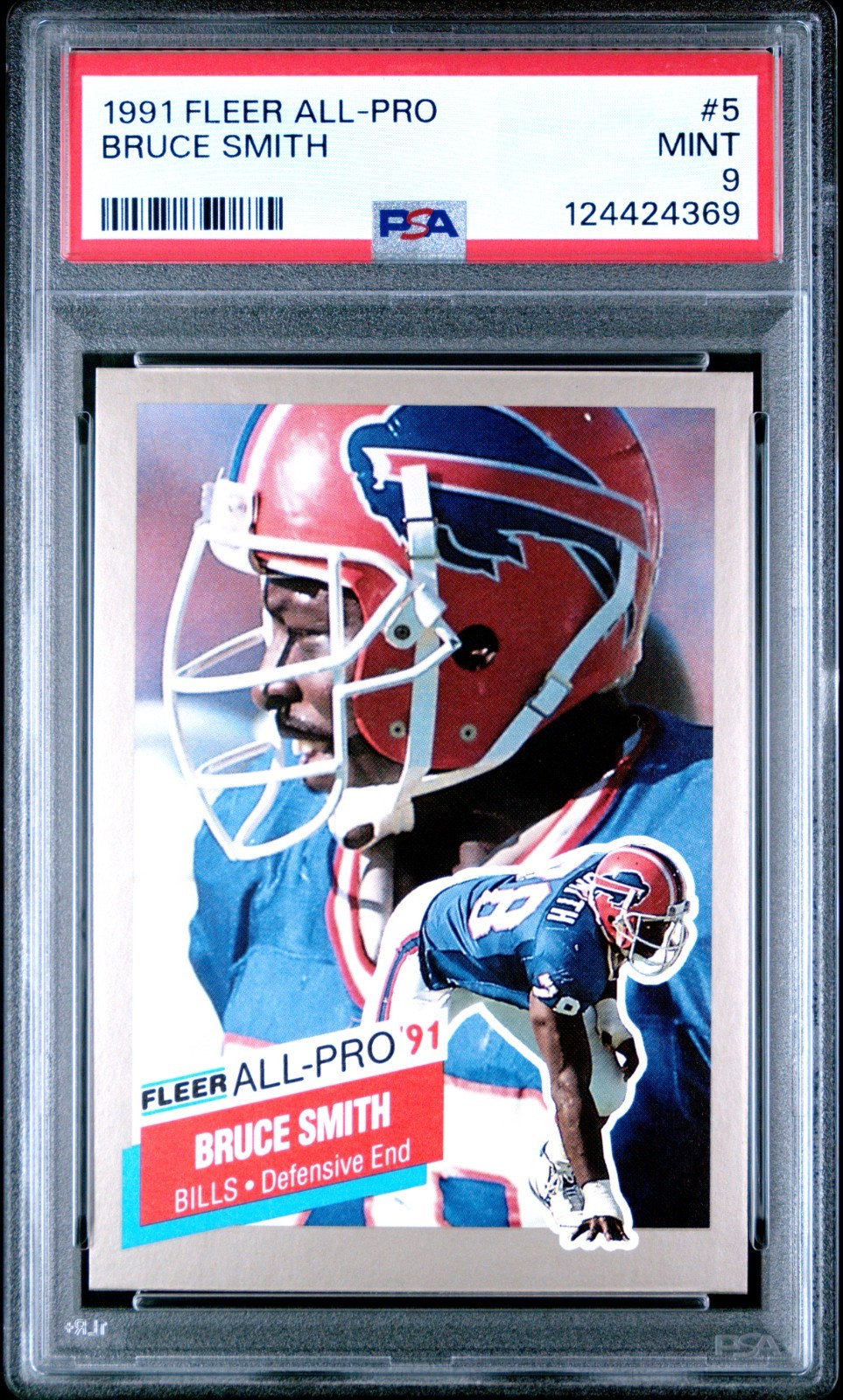 PSA 9 MINT 1991 FLEER ALL-PRO BRUCE SMITH #5 BILLS 24369 B292