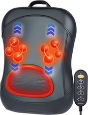 Shiatsu Back Massager with Heat Rolling Kneading Deep Tissue Lumbar Pain Relief