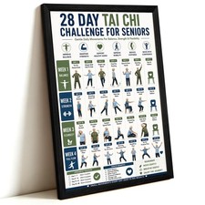 UK ?SALE Tai Chi Walking Workout Chart Poster Beginners Exercise Wall Art 28 Day