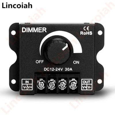 LED Dimmer Controller DC12 24V 30A PWM Drehregler Ein/Aus Alu Gehäuse