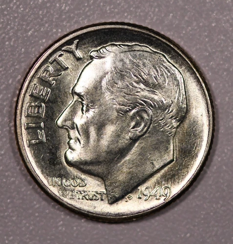 Photo of a 1949-P Roosevelt Dime from an eBay listing that sold on Jul 12, 2026